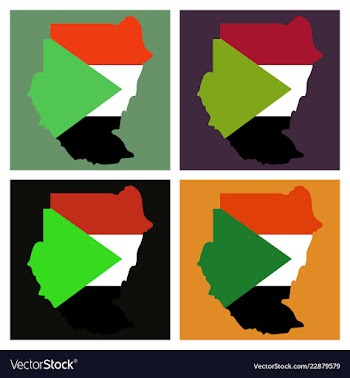 Sudan flag and map on the gray background vector image