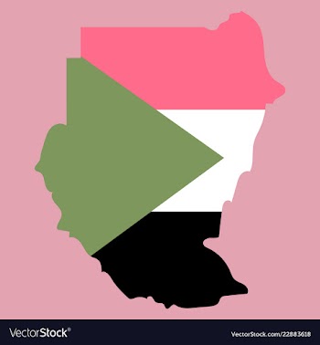 Sudan flag and map on the gray background vector image