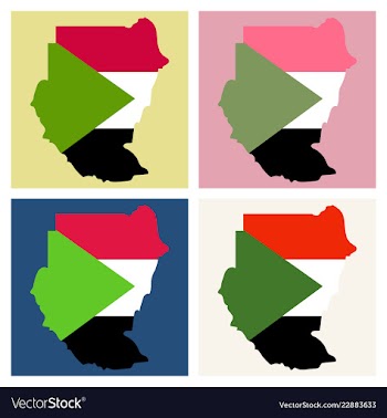 Sudan flag and map on the gray background vector image