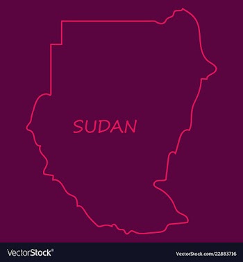 Sudan flag and map on the gray background vector image