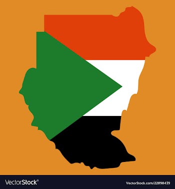 Sudan flag and map on the gray background vector image