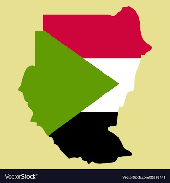 Sudan flag and map on the gray background vector image