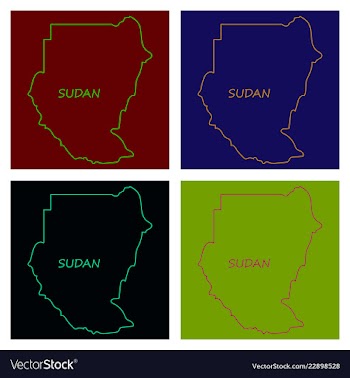 Sudan flag and map on the gray background vector image