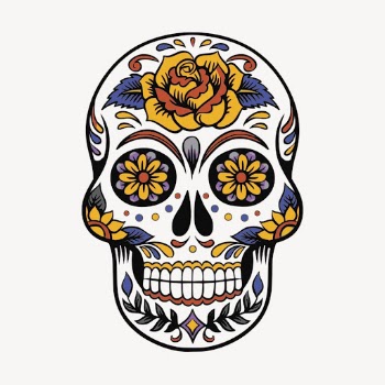 Sugar skull collage element, Day | Free PSD - rawpixel
