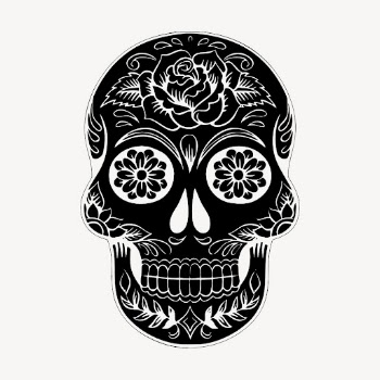 Sugar skull collage element, Day | Free PSD - rawpixel
