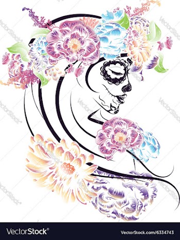 Sugar Skull Girl in Flower Crown4 vector image