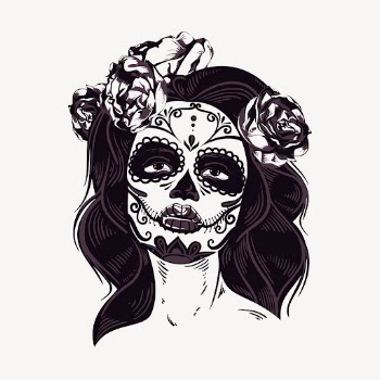 Sugar skull makeup collage element, | Free PSD - rawpixel