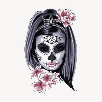 Sugar skull makeup collage element, | Free PSD - rawpixel