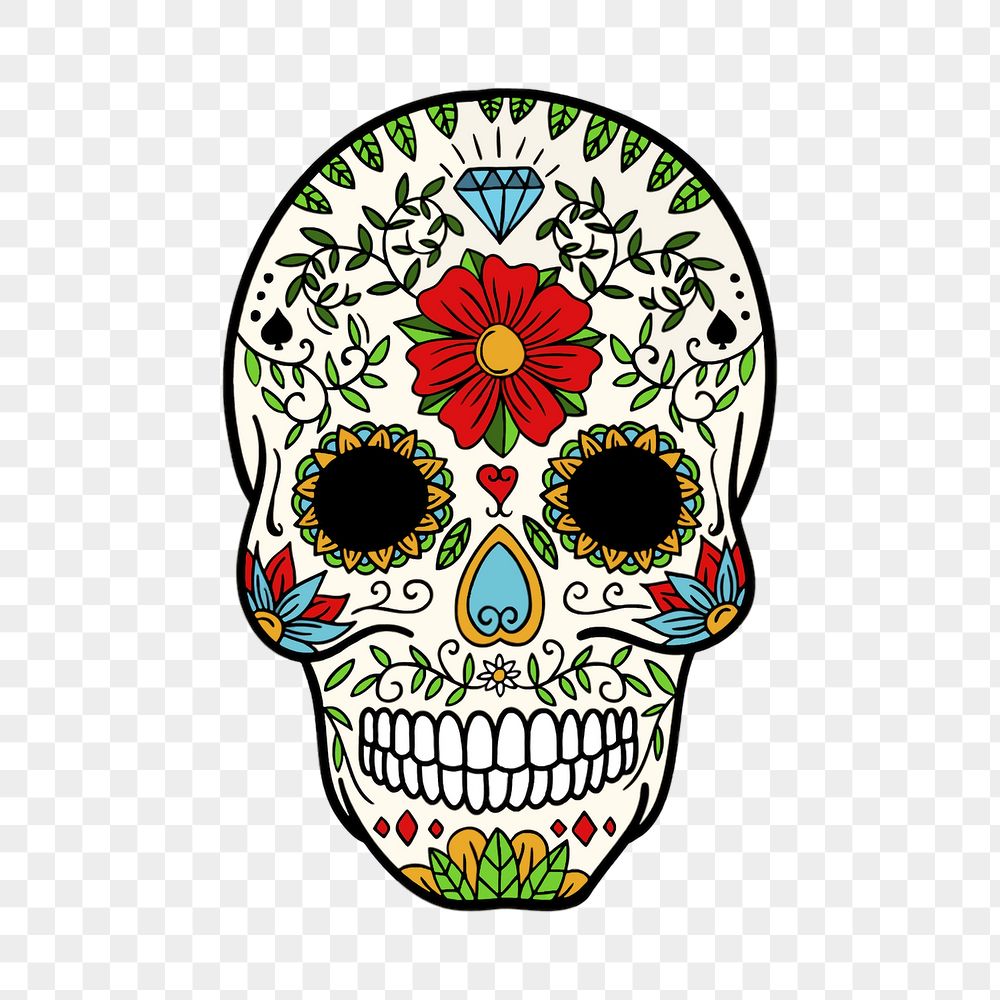 Sugar skull png sticker, Day | Free PNG - rawpixel