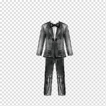 Suit Dress Watercolor painting, Wedding Men's suits transparent background PNG clipart