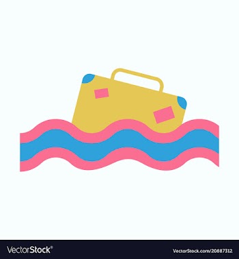 Suitcase in the ocean island in the ocean vector image