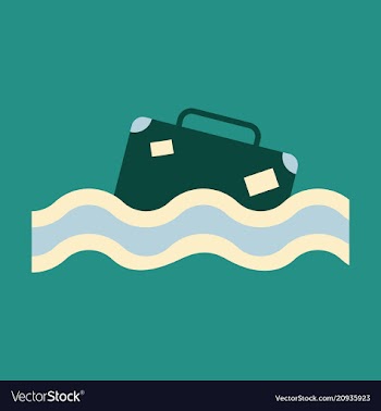 Suitcase in the ocean island in the ocean vector image