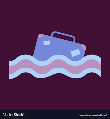 Suitcase in the ocean island in the ocean vector image