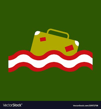 Suitcase in the ocean island in the ocean vector image