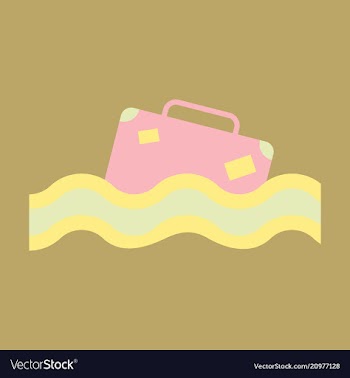 Suitcase in the ocean island in the ocean vector image