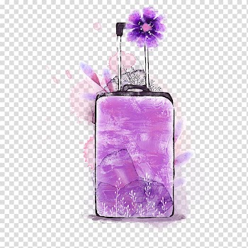 Suitcase Watercolor painting Poster Illustration, Flowers,Suitcase transparent background PNG clipart