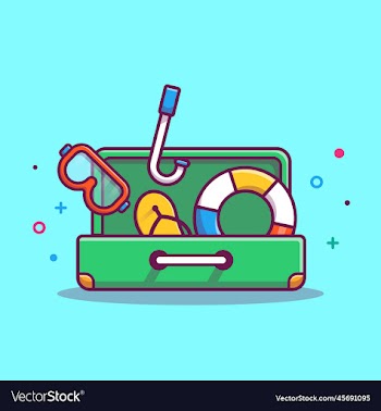 suitcase with snorkling equipment cartoon