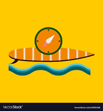 Sukfing desk and compass vector image