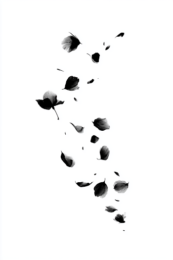 Sumi-e Cherry Blossom Petals in Motion