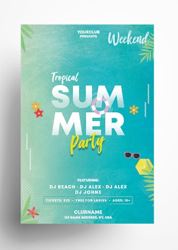 Summer & Tropical Free PSD Flyer Template