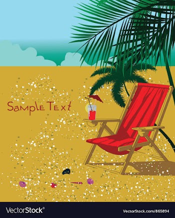 Summer background with long chair vector image