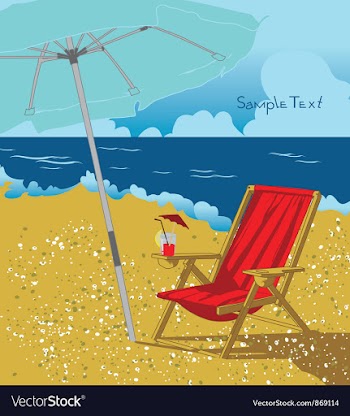 Summer background with long chair vector image