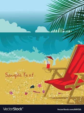 Summer background with long chair vector image