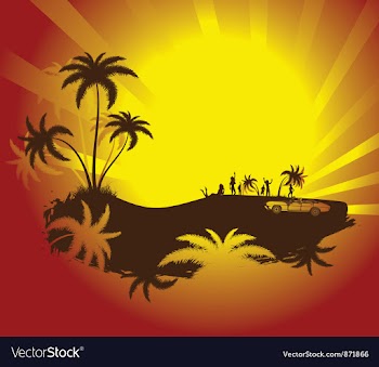 Summer background with palm trees vector image