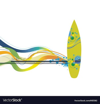 Summer background with surfboard vector image