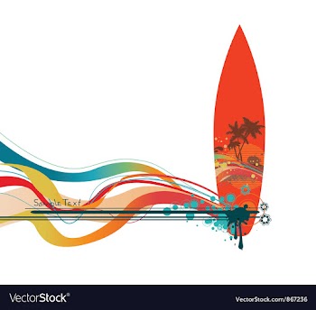 Summer background with surfboard vector image