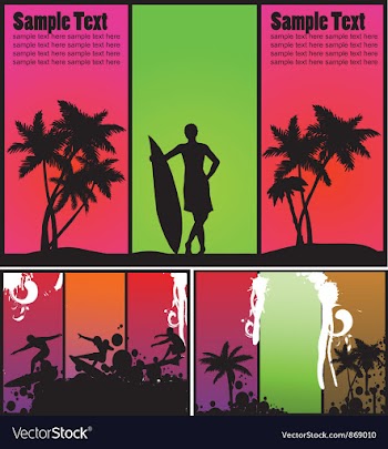 Summer backgrounds set with palm trees vector image
