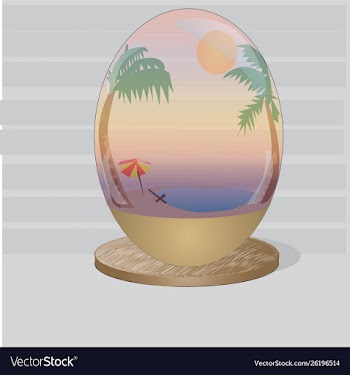 Summer beach in a glass egg vector image