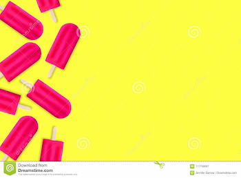 Summer Border Of Pink Popsicles On A Yellow Background Stock ...