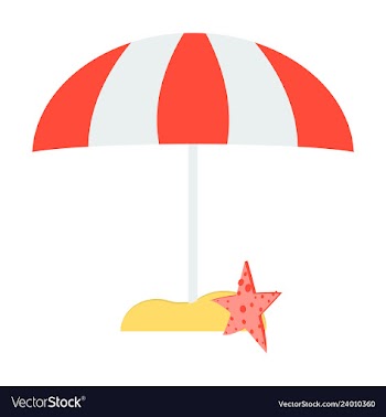 Summer card design with parasol bag starfish on vector image