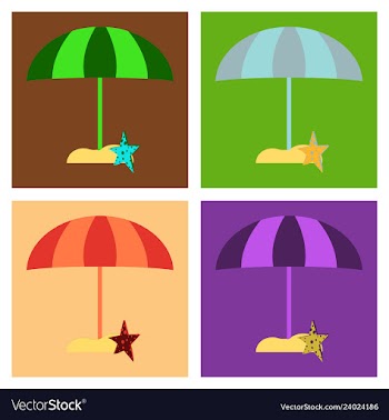 Summer card design with parasol bag starfish on vector image
