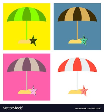 Summer card design with parasol bag starfish on vector image