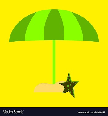 Summer card design with parasol bag starfish on vector image