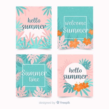 Summer cards collection Free Vector