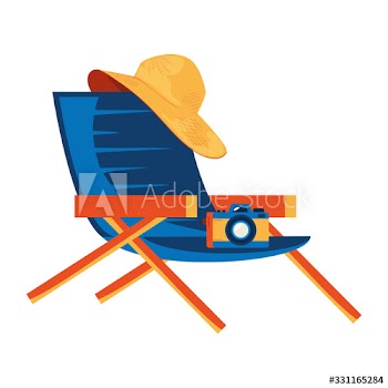 summer chair with camera and hat female design