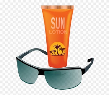 Summer Clipart Sun, Hot Weather, Beach And Bbq Graphics - Sun Cream And Sun Glasses