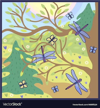 summer concept forest with trees flowers