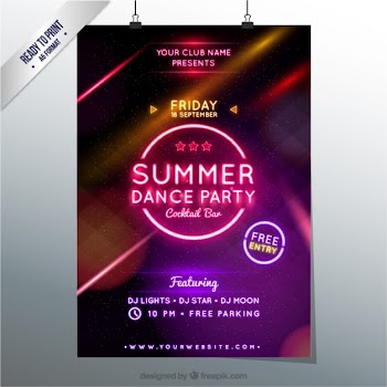 Summer dance party poster Free Vector