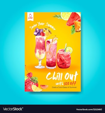 summer drink poster template design for cocktail