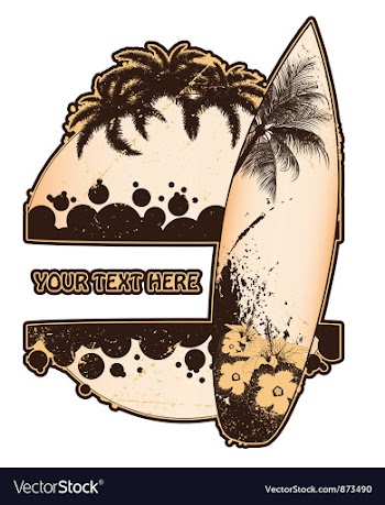 Summer emblem with surfboard vector image