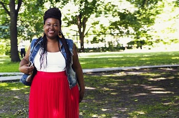 Summer Fashion Model Smiles In The Park