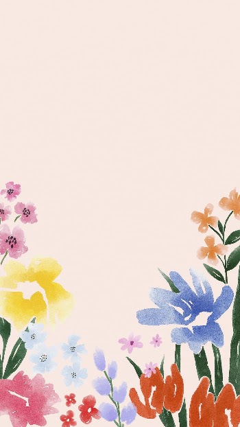 Summer flowers mobile wallpaper, watercolor | Free Photo - rawpixel