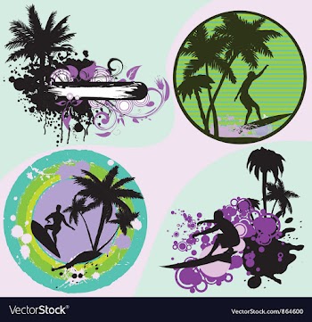 Summer frames set with palm trees vector image