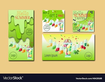 summer fresh drink set of banners