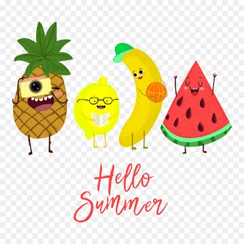 Summer fruit Watermelon Banana Pineapple - Happy cute summer fruit creative illustrations 