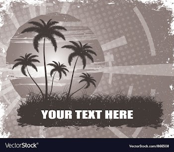 Summer grunge background with palm trees vector image